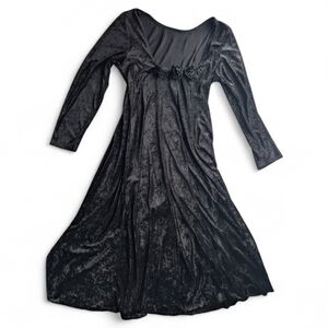 Vintage Black Velvet Dress Womens 16 Witchy Dark Romance Goth Whimsigoth
